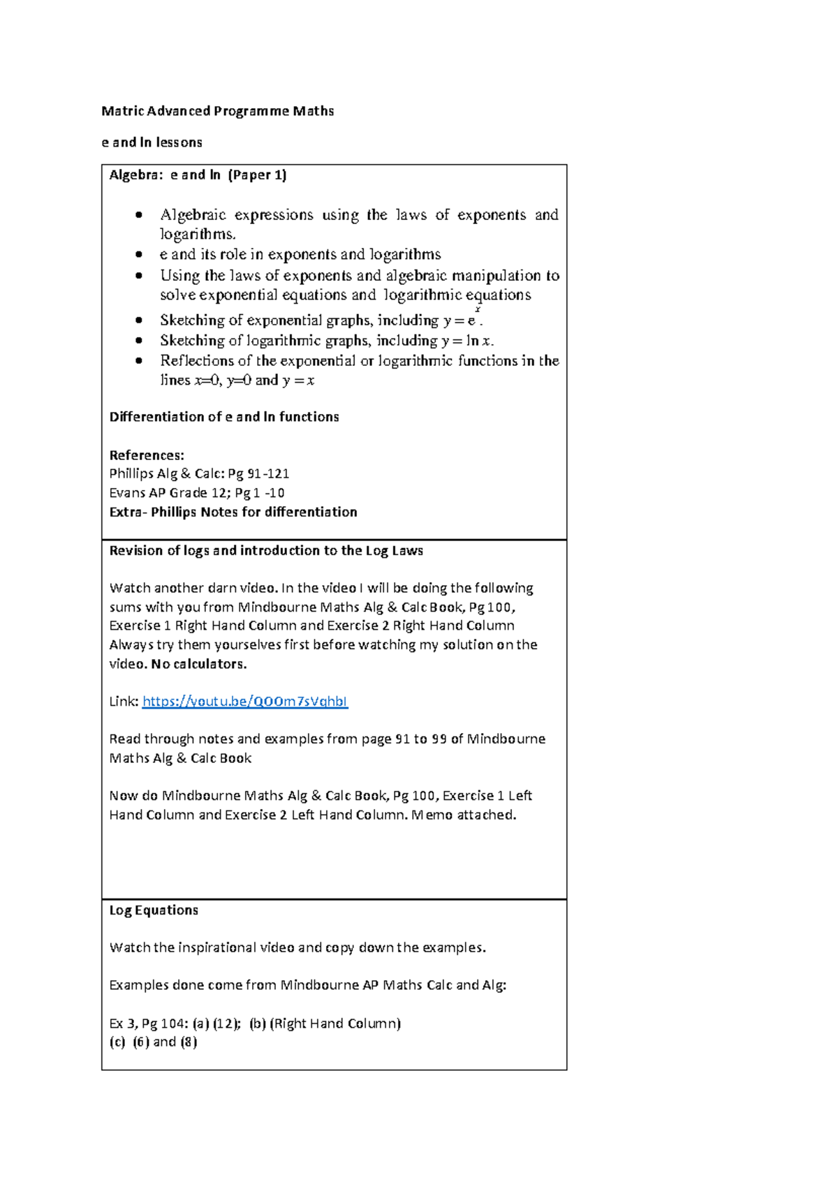Grade 12 AP Maths - Exponential & Logarithmic Functions Study Notes ...