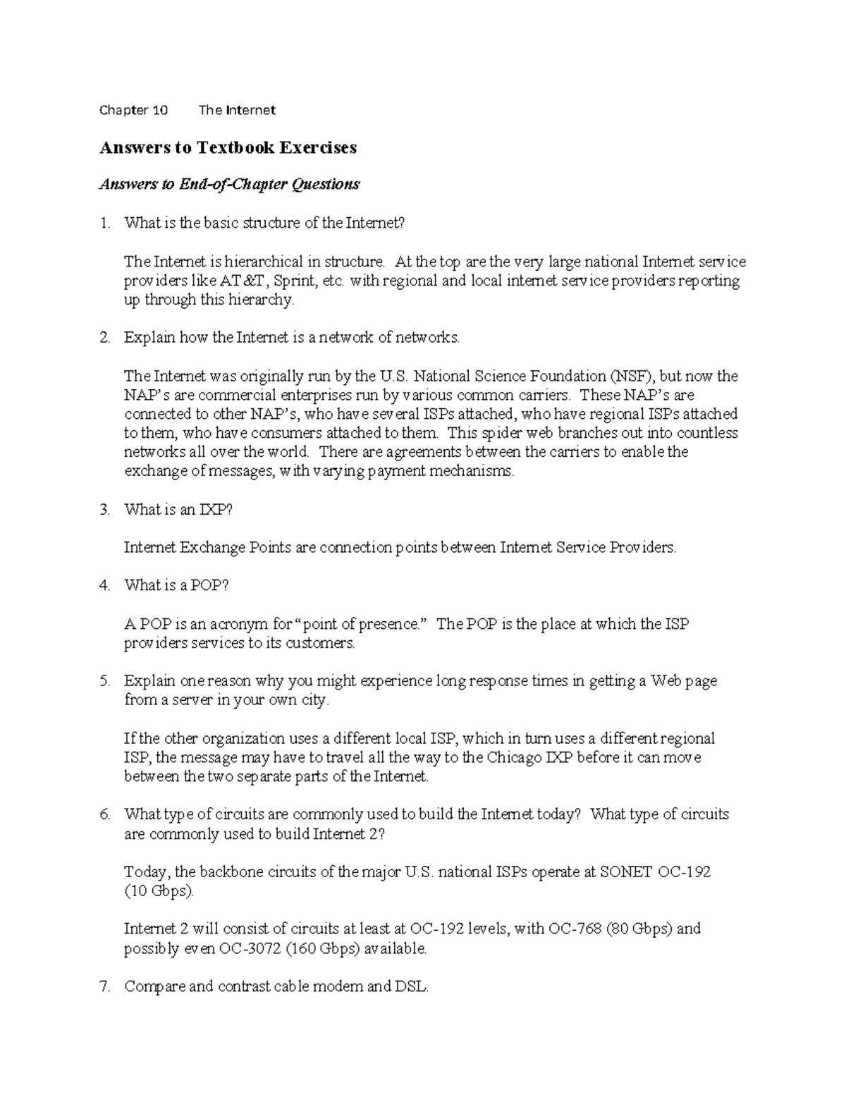 Chapter 10: The Internet - Textbook Exercises & End-of-Chapter ...