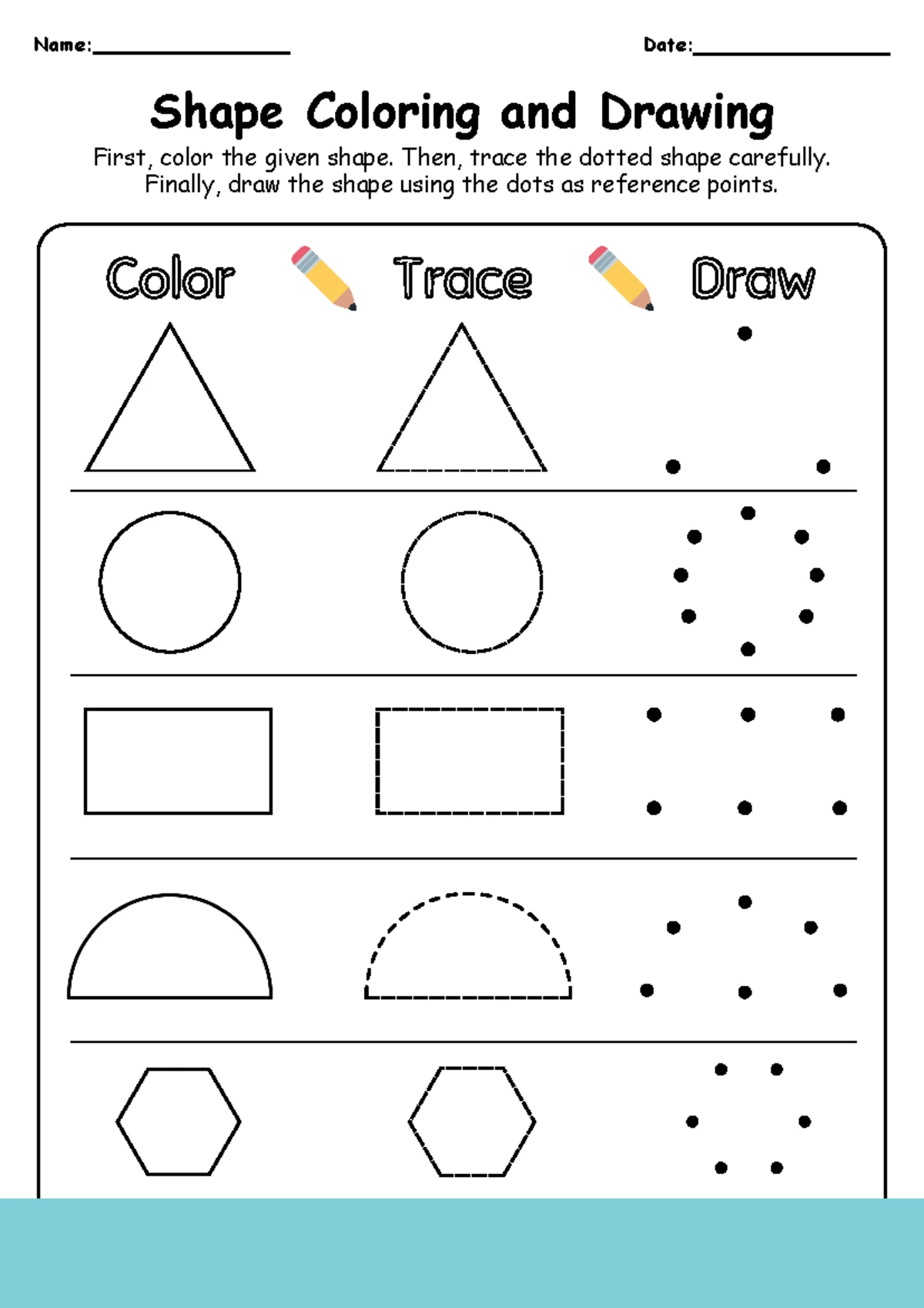 Color the Shapes - 1st Grade Worksheet - Color the shapes Name: Date: Color  all the triangles red, - Studocu, image size:1200x1698