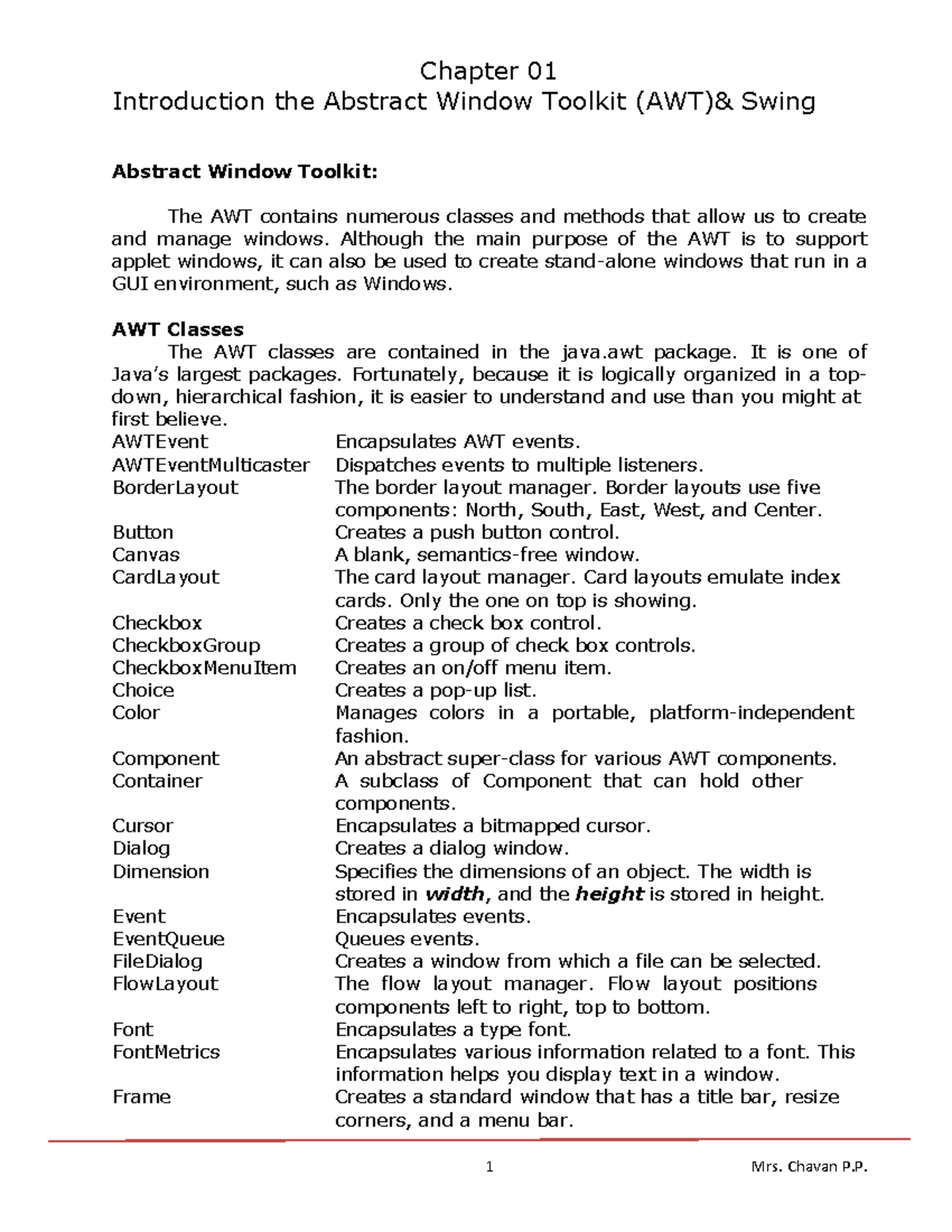 Chapter-01 - notes - Chapter 01 Introduction the Abstract Window ...