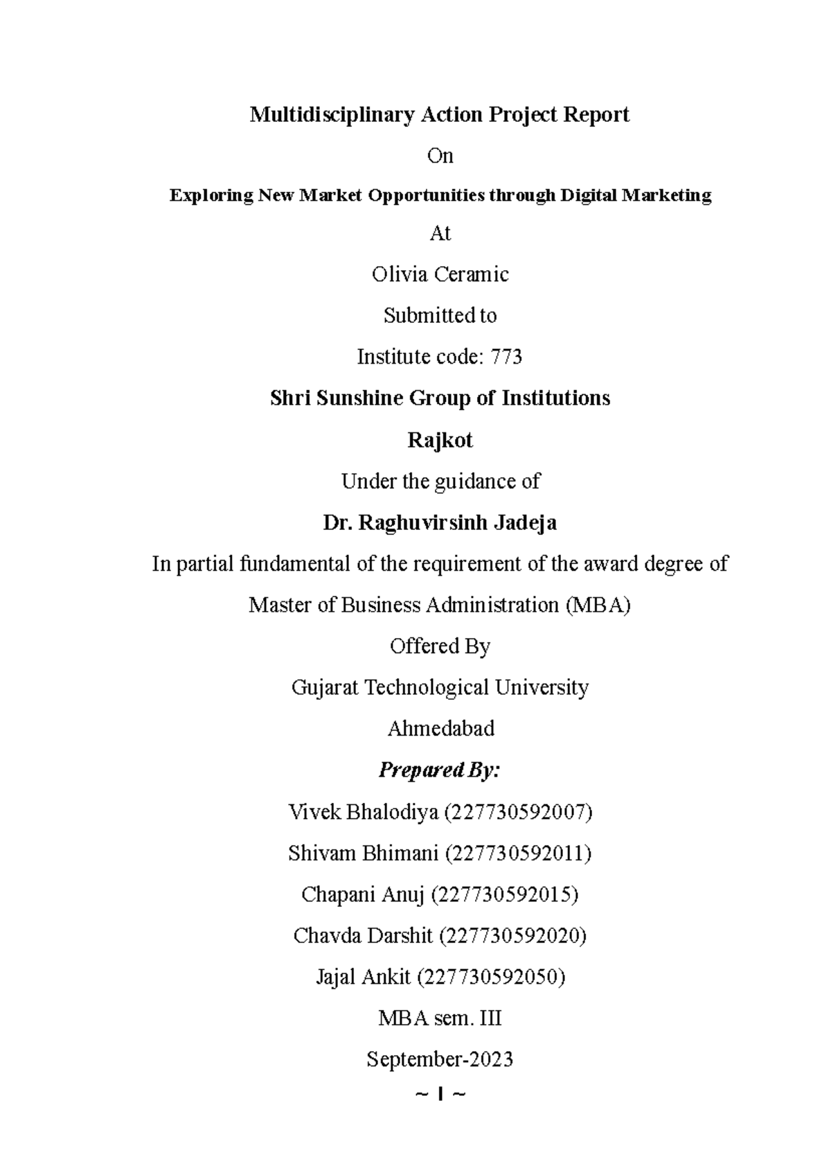 Group 21 Grouop - Multidisciplinary Action Project Report On Exploring ...
