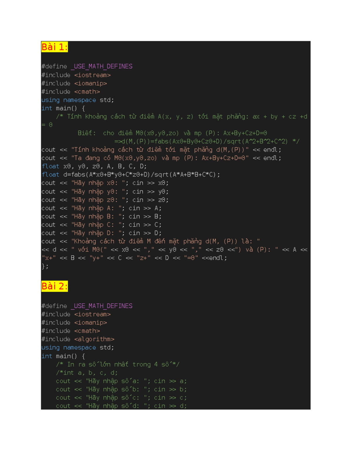 Bài tập lập trình cơ bản chương 1 - C++ - Studocu