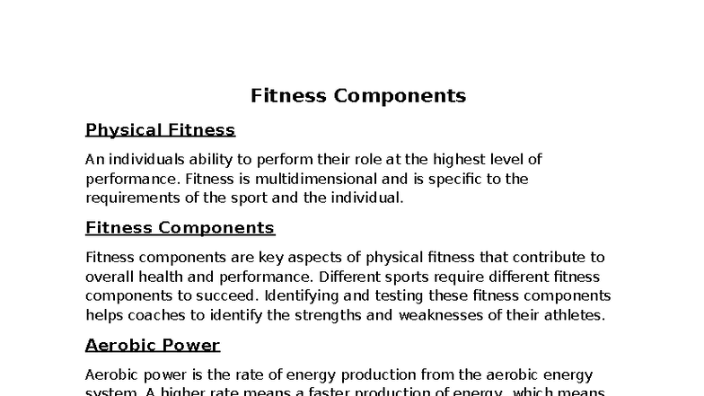 Fitness Components: Understanding Aerobic Power & Flexibility in Sports ...