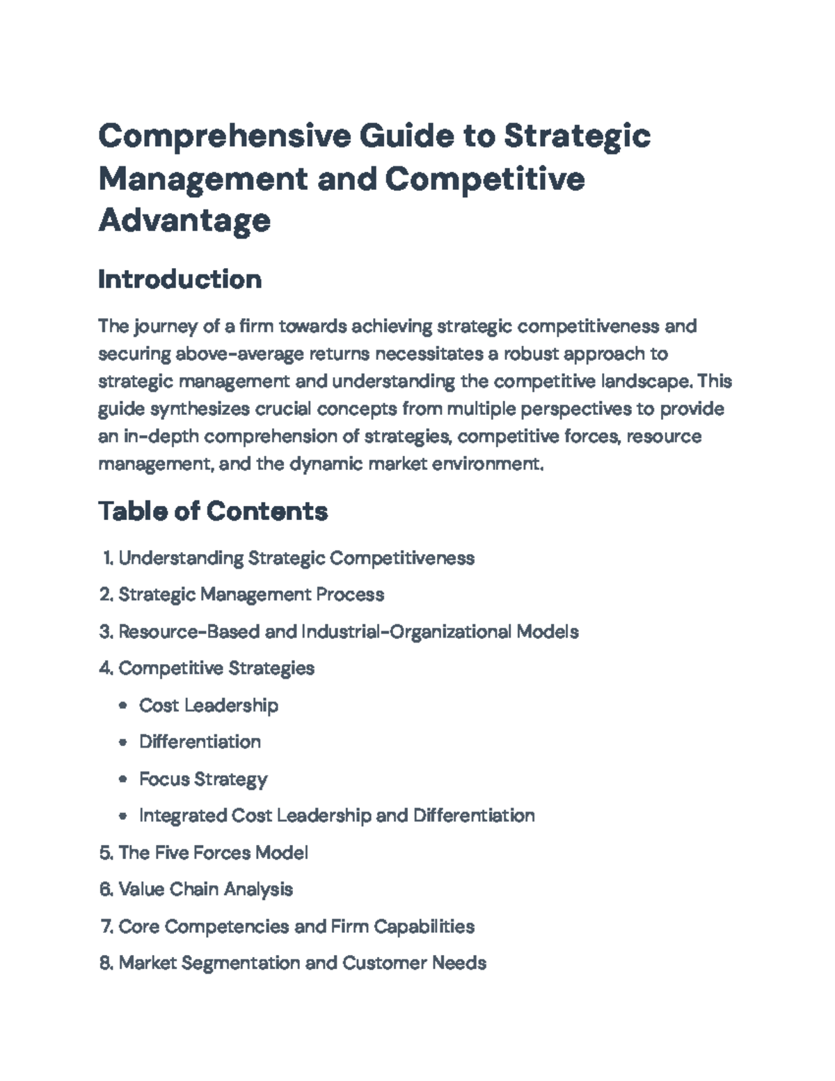 Strategic Management & Competitive Advantage Guide (Final Exam Notes ...
