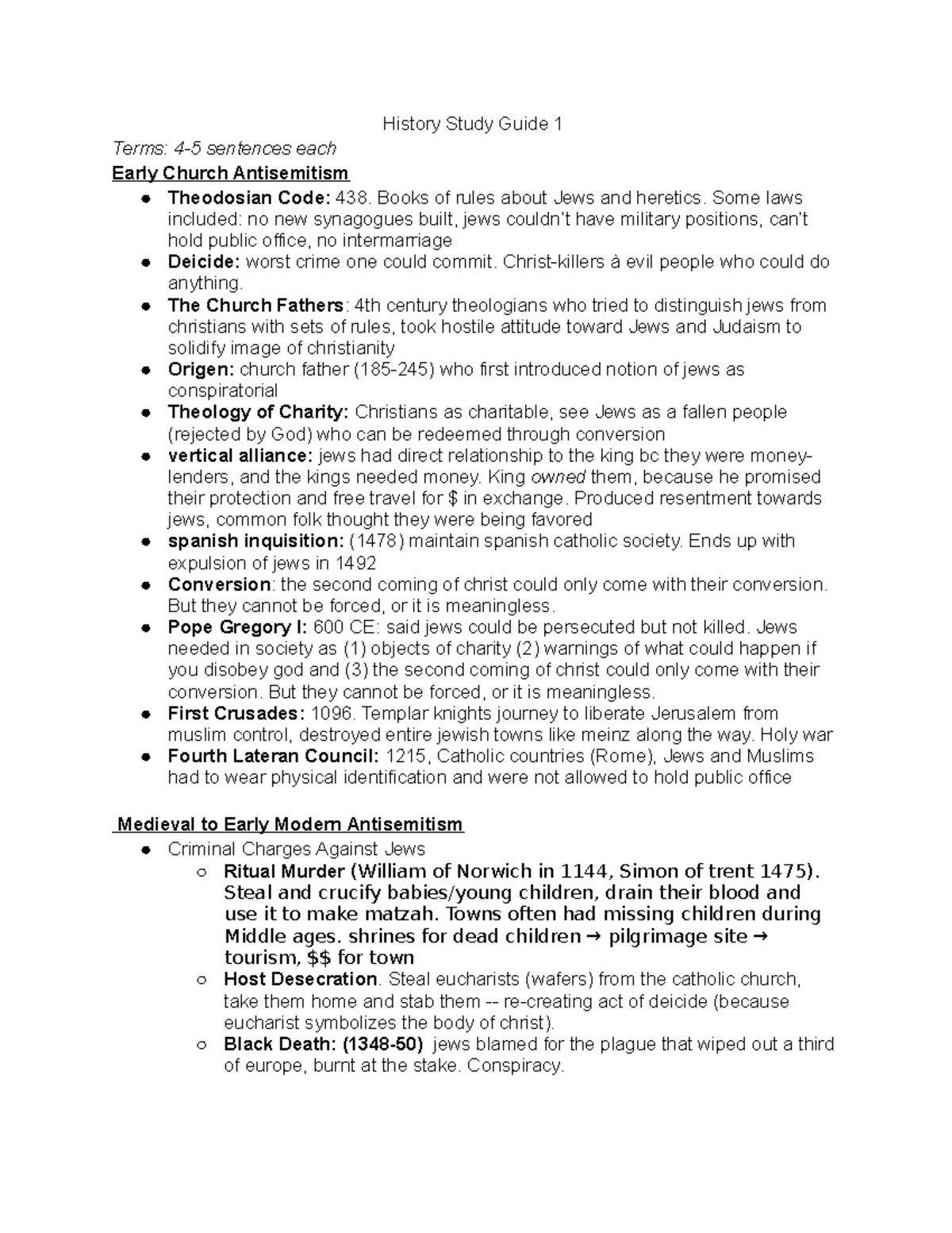 Copy of Midterm 1 Study Guide - History Study Guide 1 Terms: 4-5 ...