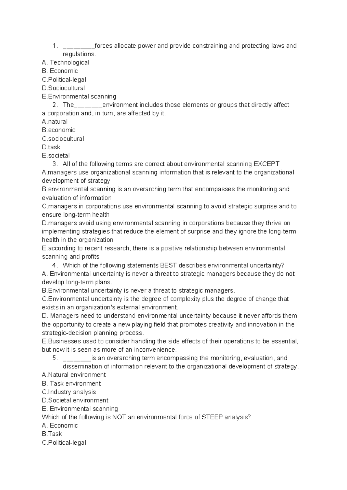 Chapter 4 - Environmental Scanning and Strategic Analysis (BUS 101 ...