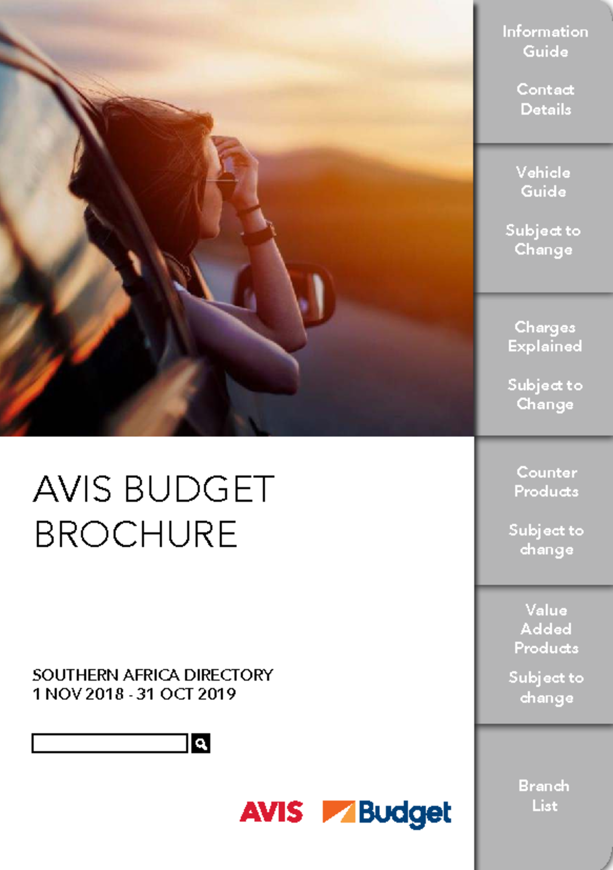 Avis Budget Inbound Brochure: Vehicle Guide & Charges Explained - Studocu