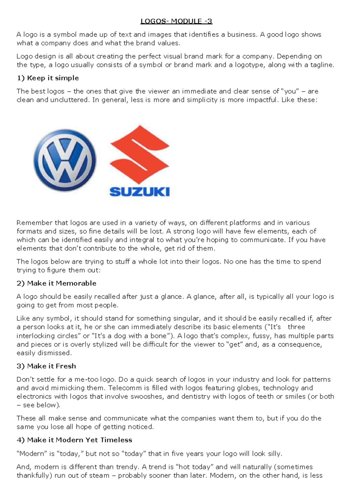 BM Module 3-1: Essential Principles of Effective Logo Design - Studocu