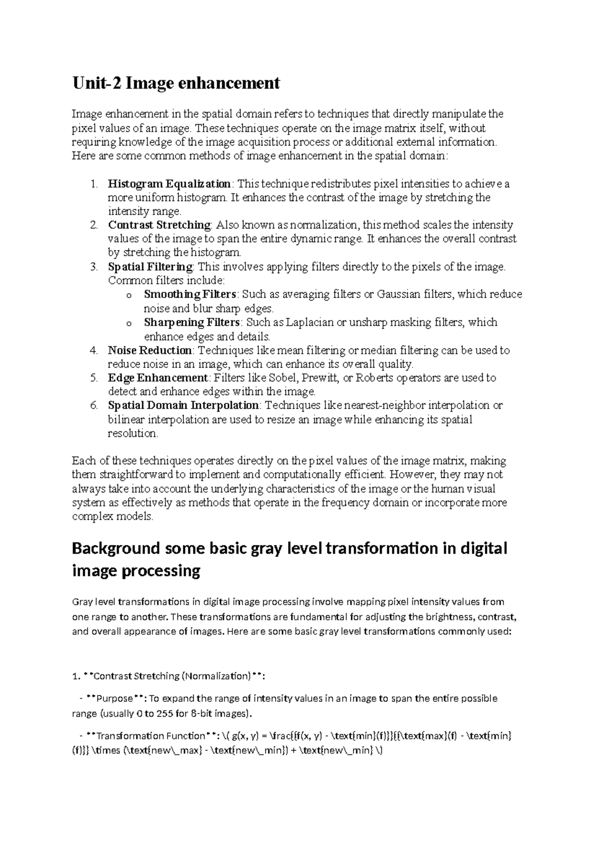 Unit-2 DIP: Image Enhancement Techniques in Digital Image Processing ...