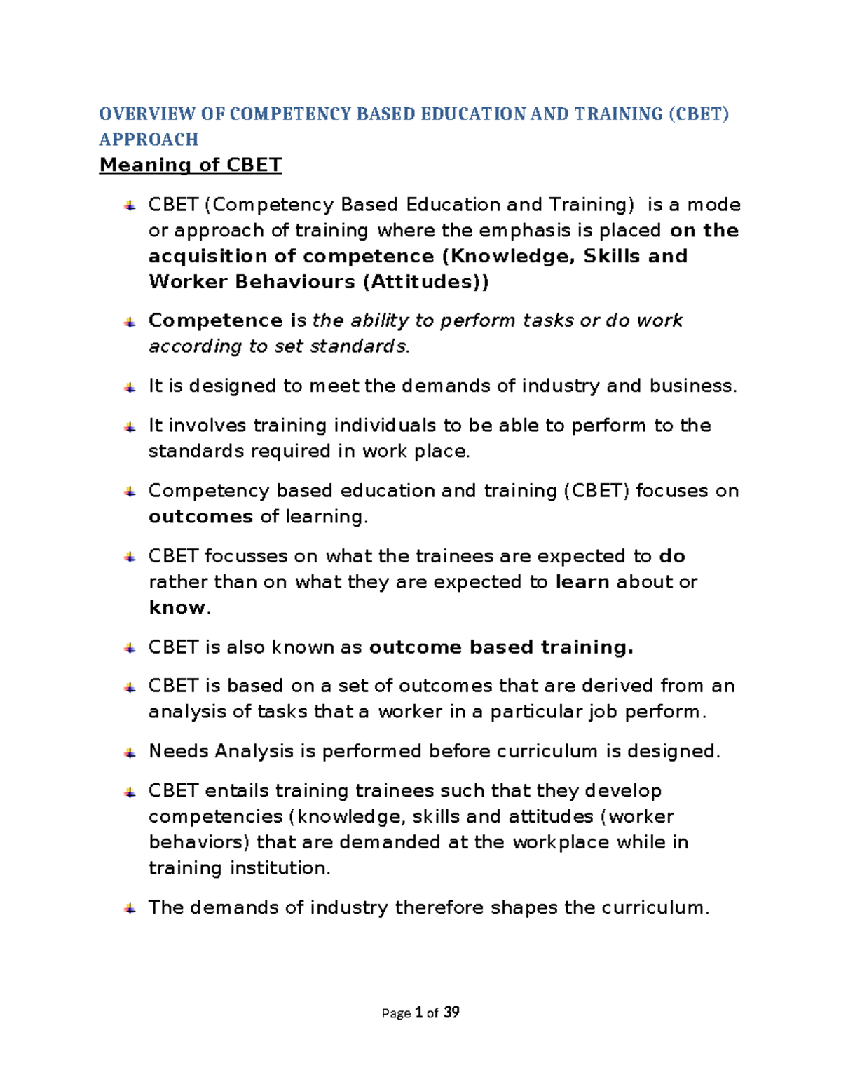 CBA Notes 2021: Overview of Competency Based Education and Training ...