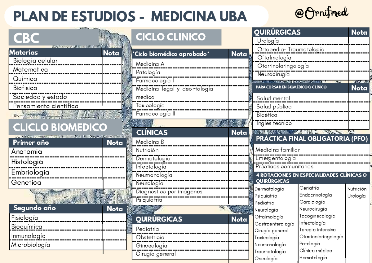 PLAN DE ESTUDIOS MEDICINA UBA CBC - Primer y Segundo Año - Studocu