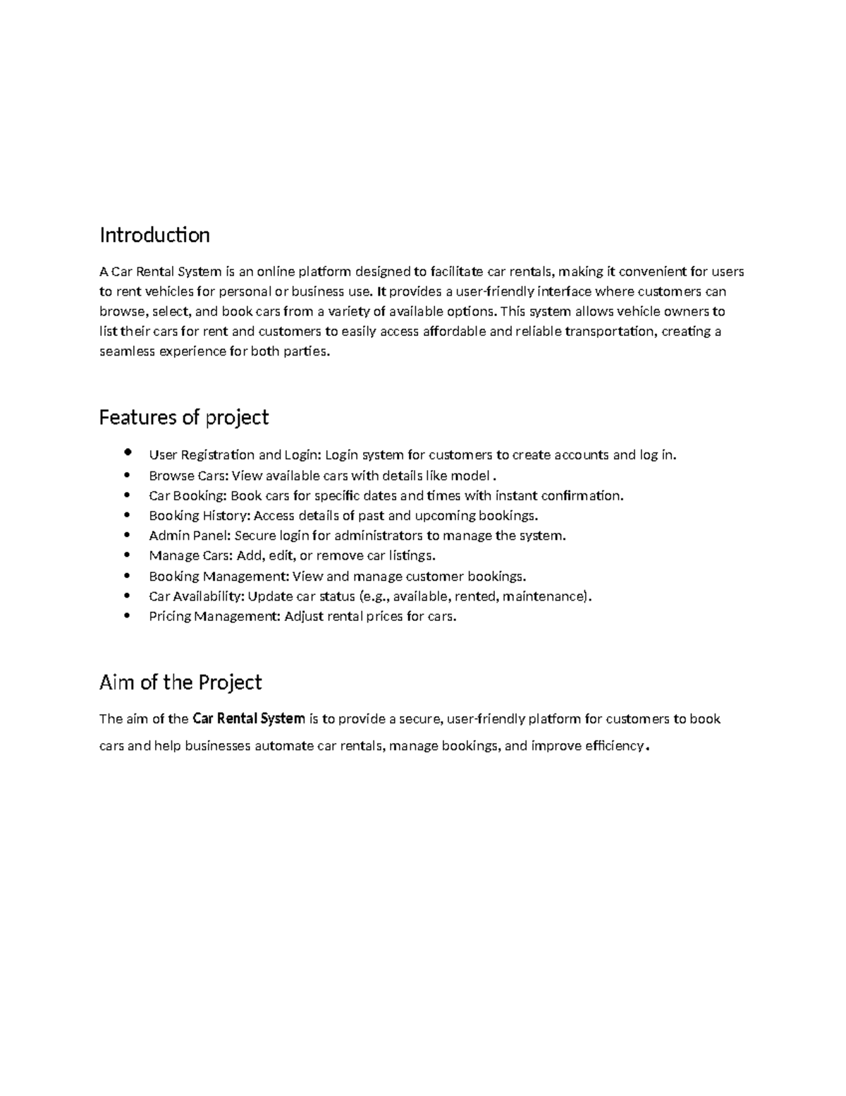 2 - It is the code - Introduction A Car Rental System is an online ...