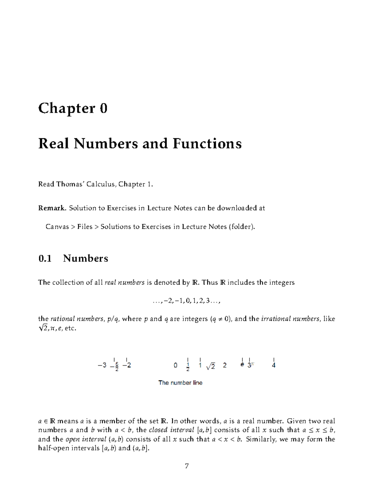 MA1521 Lecture Notes: Chapter 0 - Real Numbers & Functions - Studocu