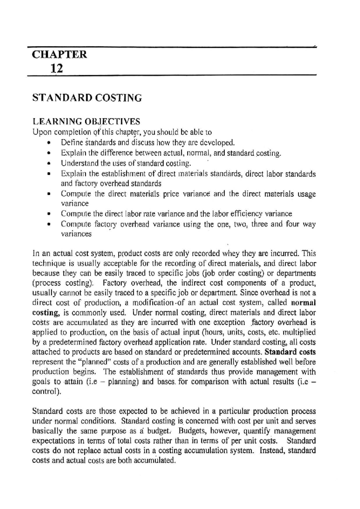 CHAPTER 12: STANDARD COSTING AND VARIANCE ANALYSIS - Studocu