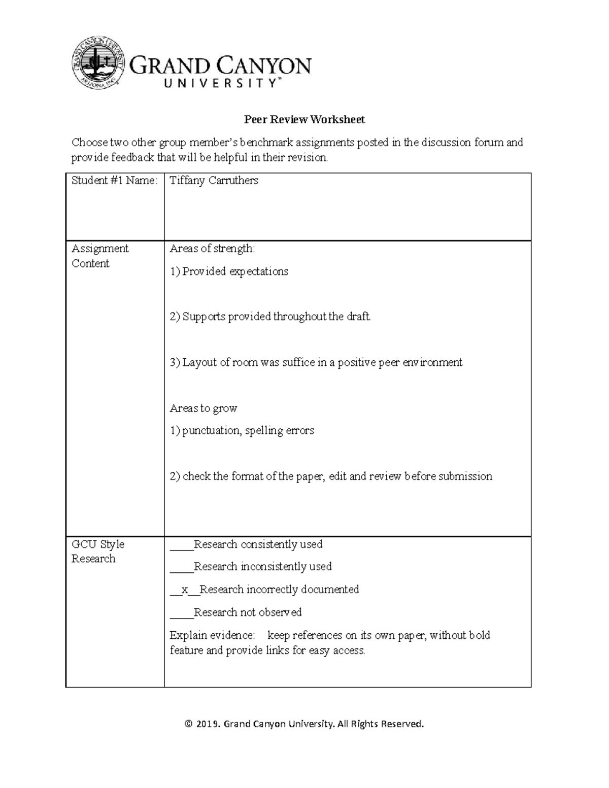 ELM-250 Week 5 Peer Review Feedback Worksheet Evaluation - Studocu