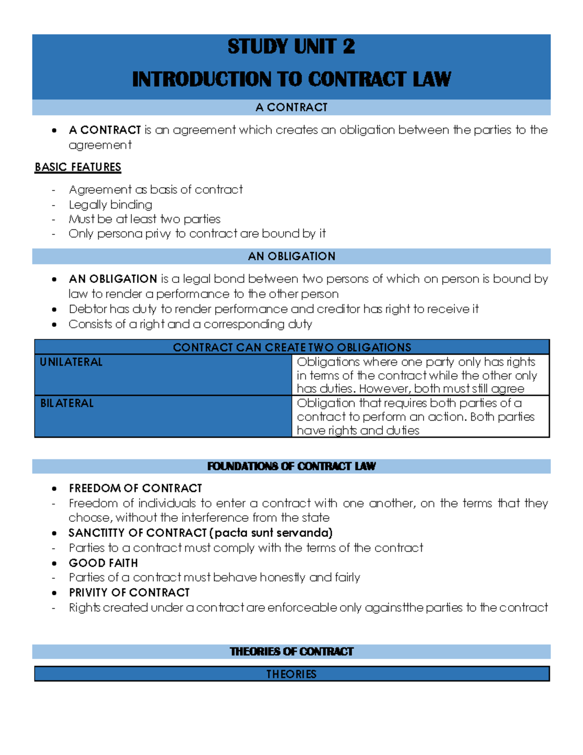 BER 210 Study UNIT 2 - Contract Law Summary and Key Concepts - Studocu