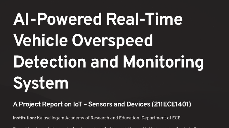 AI-Powered Vehicle Overspeed Detection System (211ECE1401) - Studocu