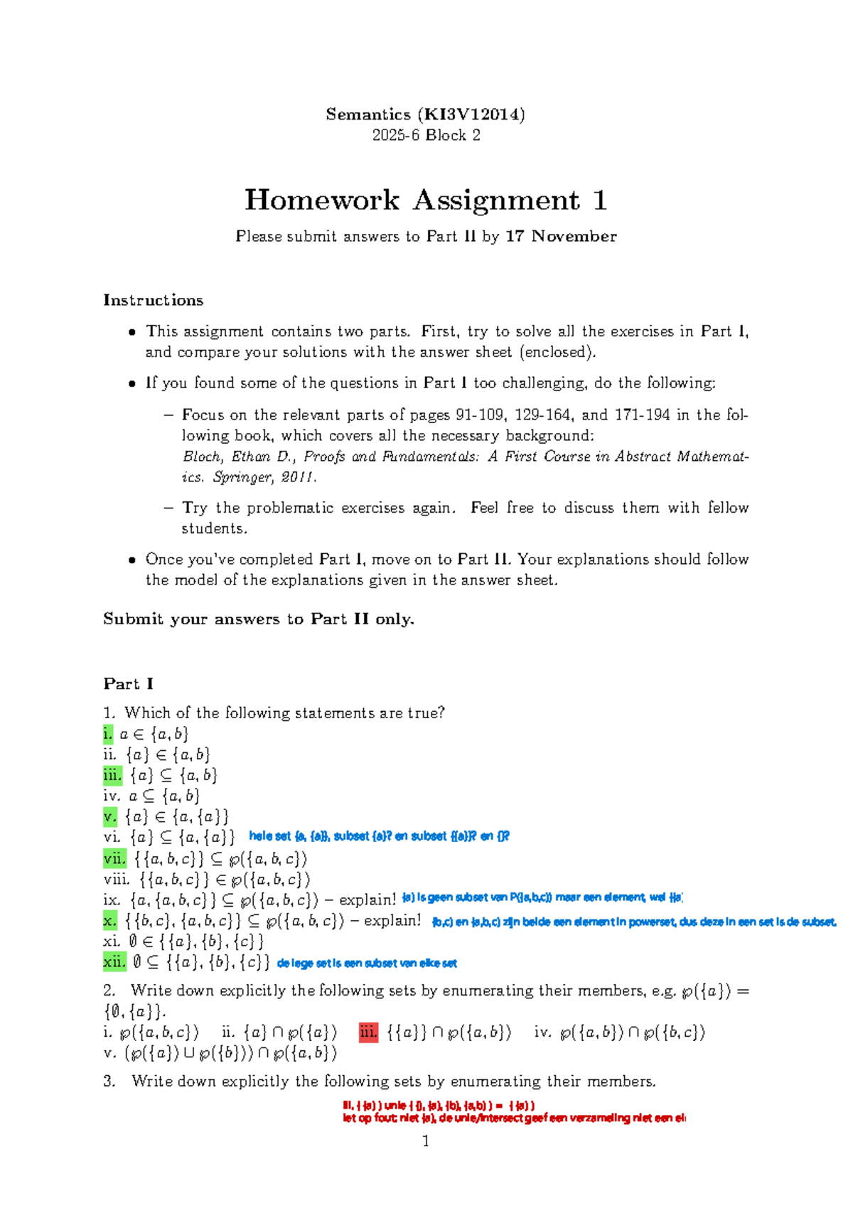 Semantics (KI3V12014) Block 2 HW1 Assignment Instructions - Studeersnel