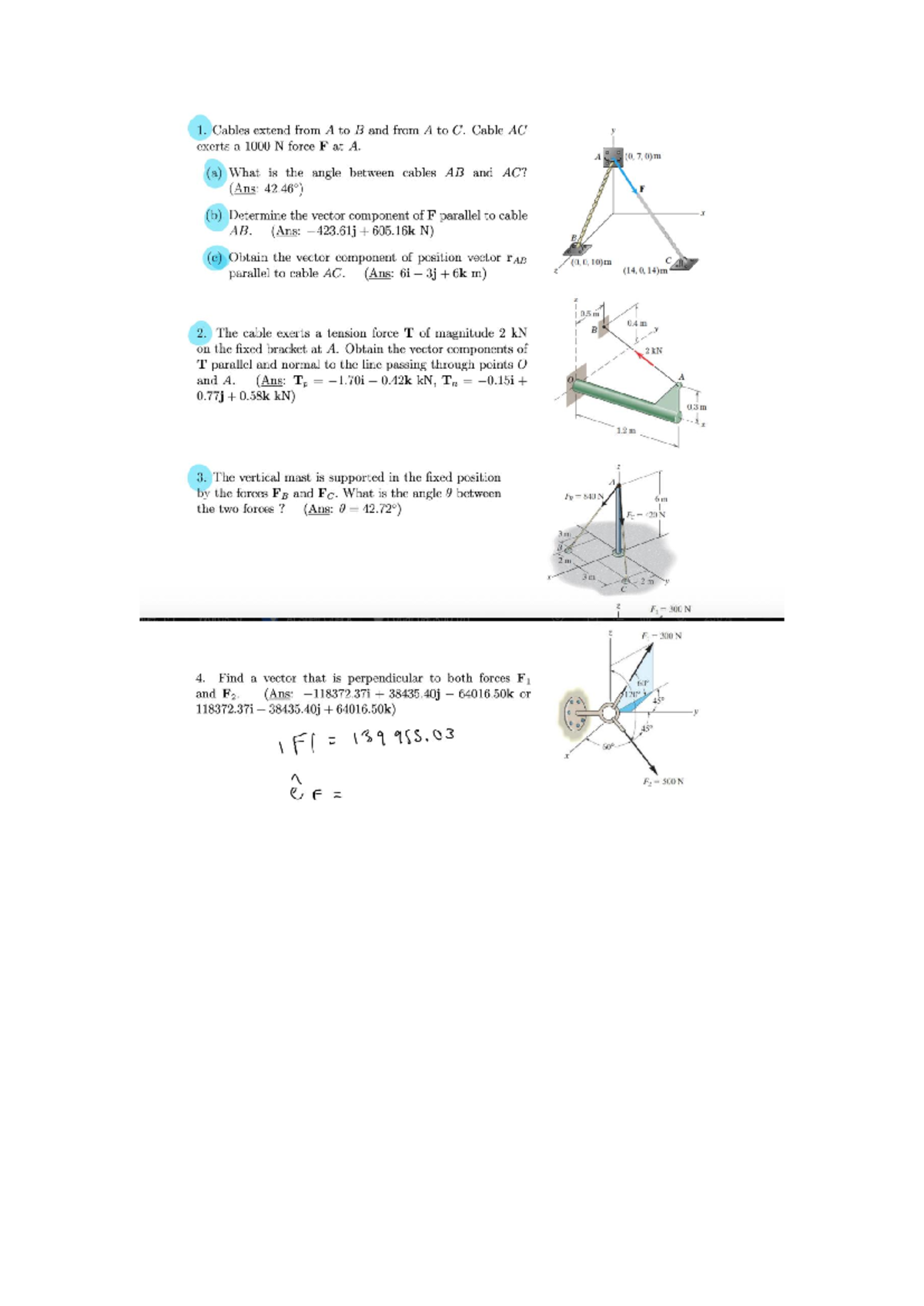 Statics Prep - Tuts: Cable Forces and Vector Components Analysis - Studocu