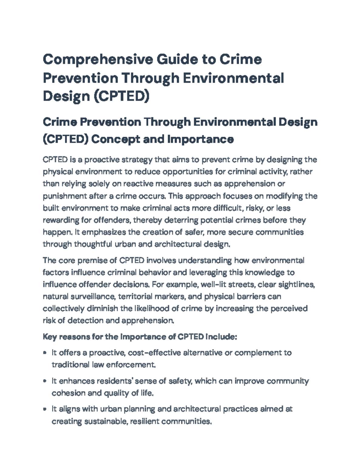 Comprehensive CPTED Scale for Assessing Crime Prevention in Residential ...