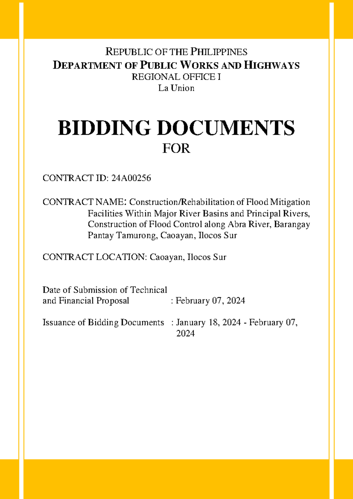 Bidding Documents for Contract ID 24A00256: Flood Mitigation Project ...