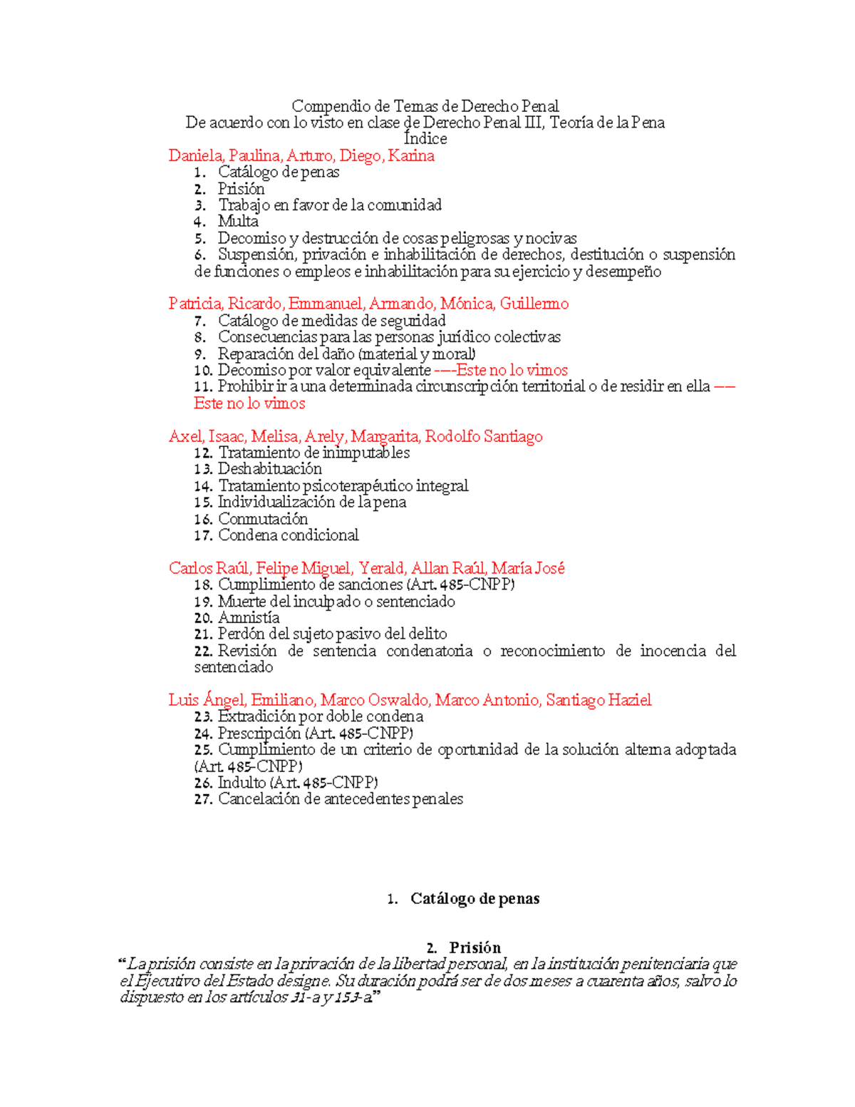 Compendio de Temas de Derecho Penal III: Teoría de la Pena - Studocu