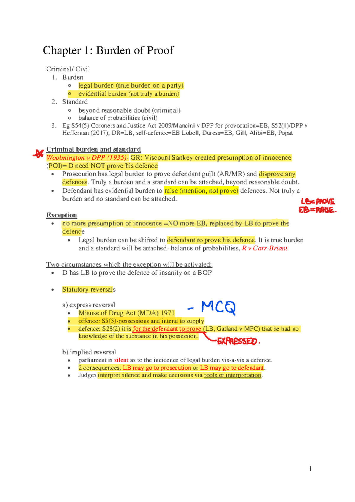 Chapter 1: Understanding the Burden of Proof in Civil Law (CIVIL 1 ...