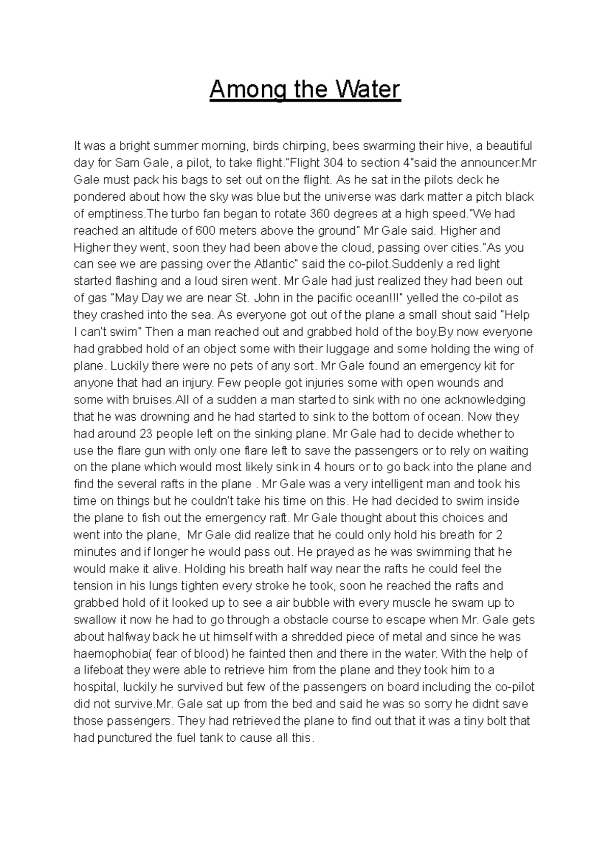 Creative writing - Among the Water It was a bright summer morning ...