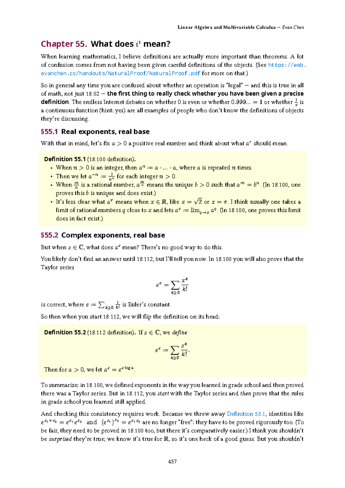 Linear Algebra and Multivariable Calculus 18.100 Chapter 55 Summary ...