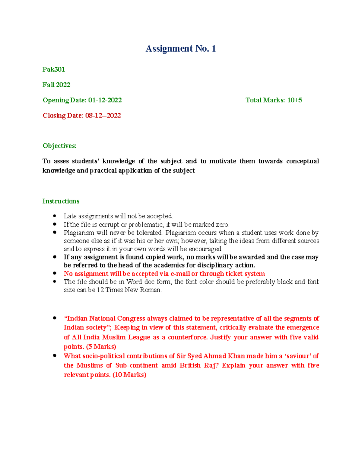 Fall 2022 PAK301 Assignment 1 - Key Questions and Instructions - Studocu