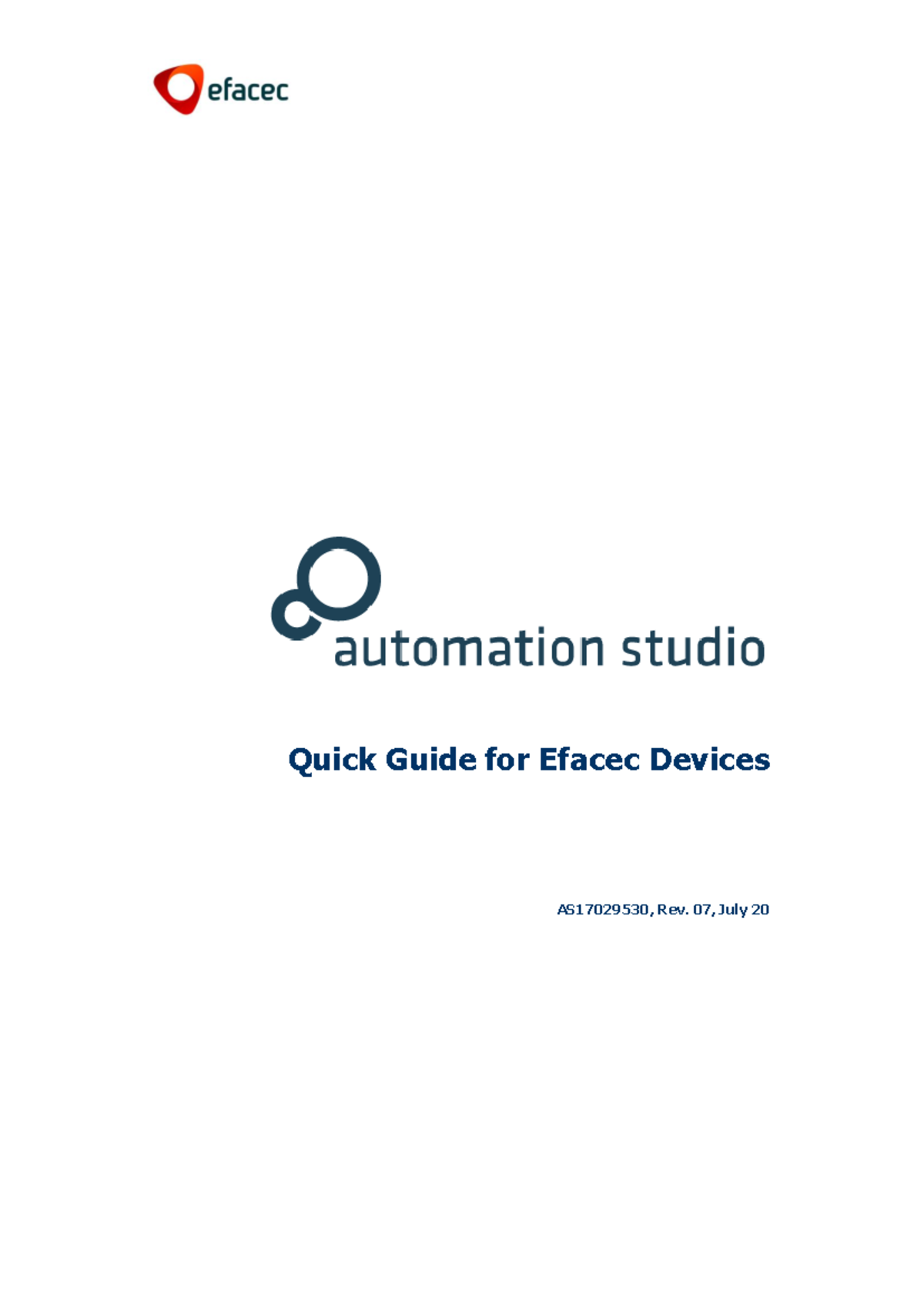 Automation Studio: Quick Guide for Efacec Devices AS17029530, Rev. 07 ...