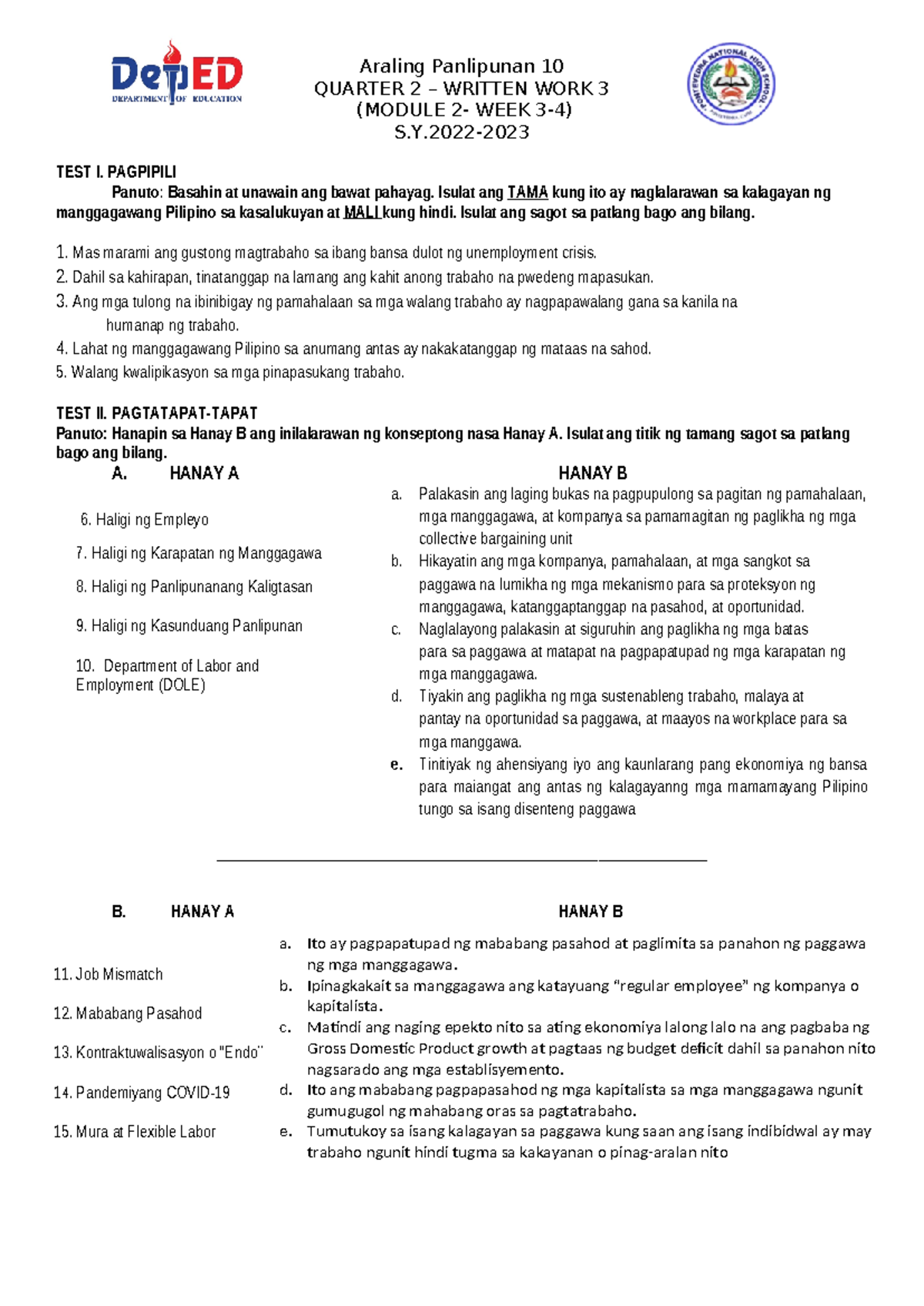 Q2 Written Works 1&2 - HETDGWA - Araling Panlipunan 10 QUARTER 2 ...