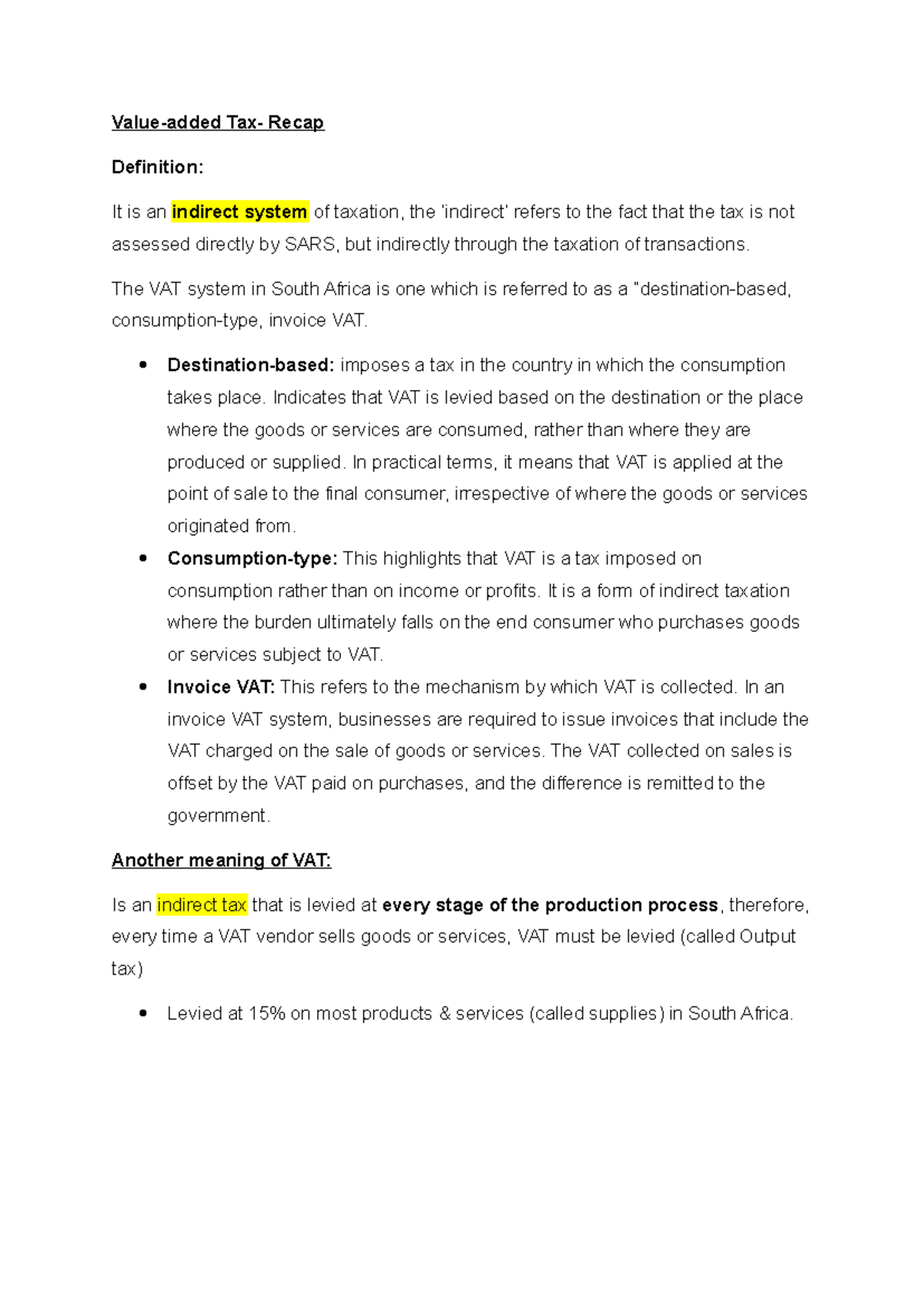 VAT Basics & Calculations: Extra Notes for Tax Study (Course Code ...