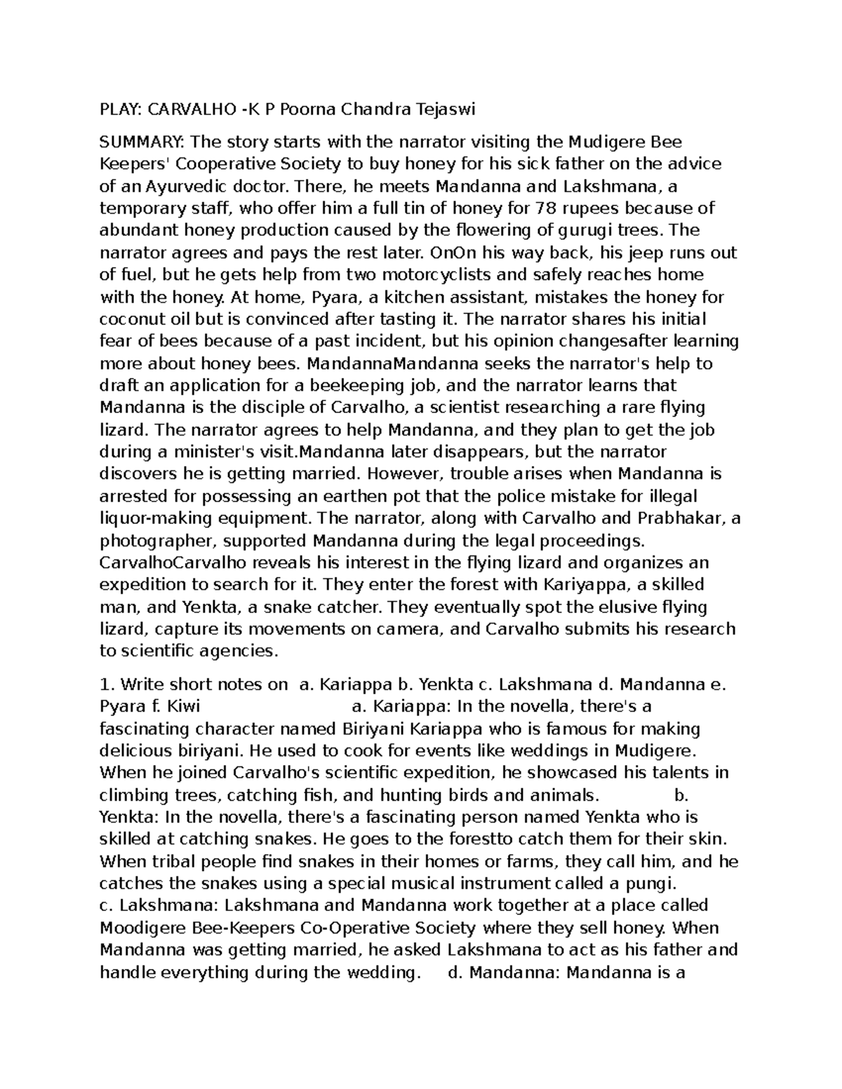 PLAY: Summary and Character Analysis of Poorna Chandra Tejaswi's Work ...