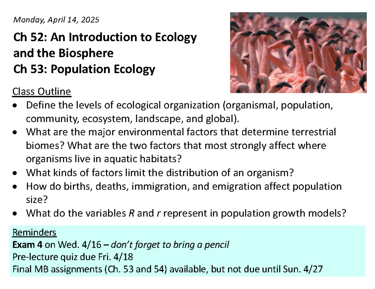 Ecology: Population Dynamics and Change Factors (Final Exam Review ...
