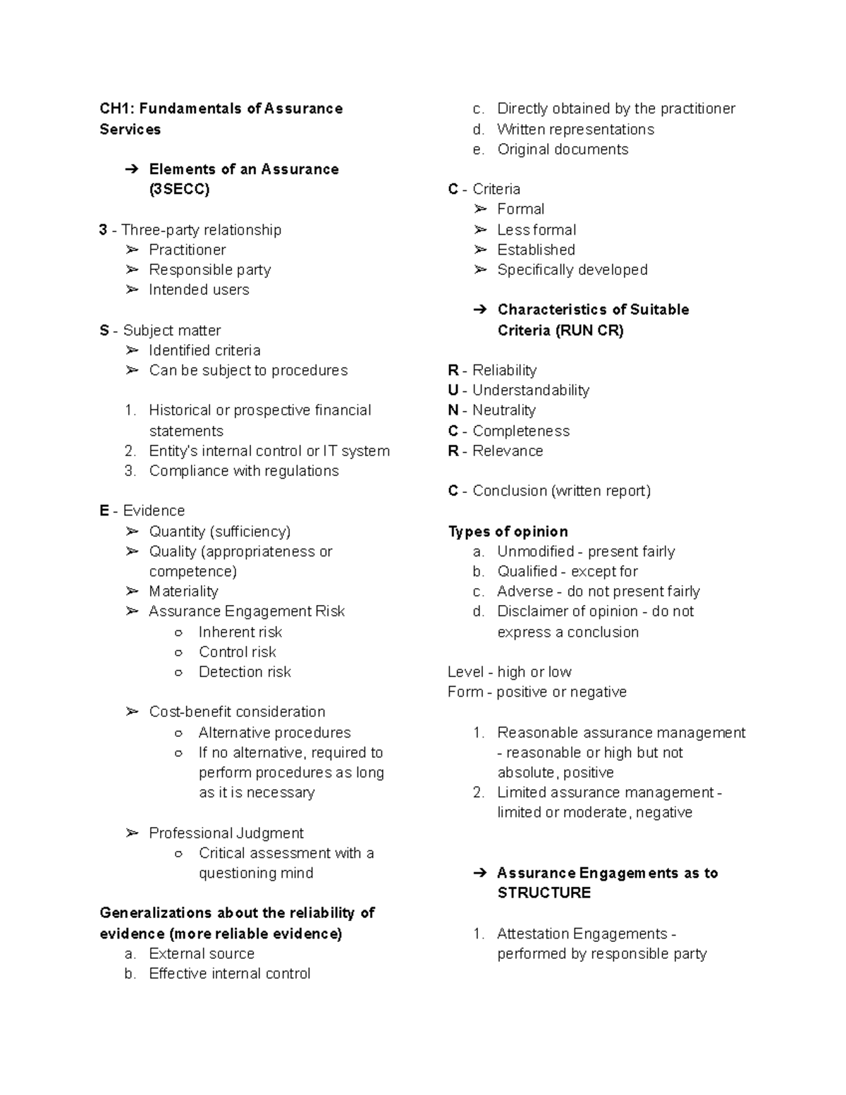 Auditing Reviewer: CH1-4 Fundamentals of Assurance Services and Audit ...