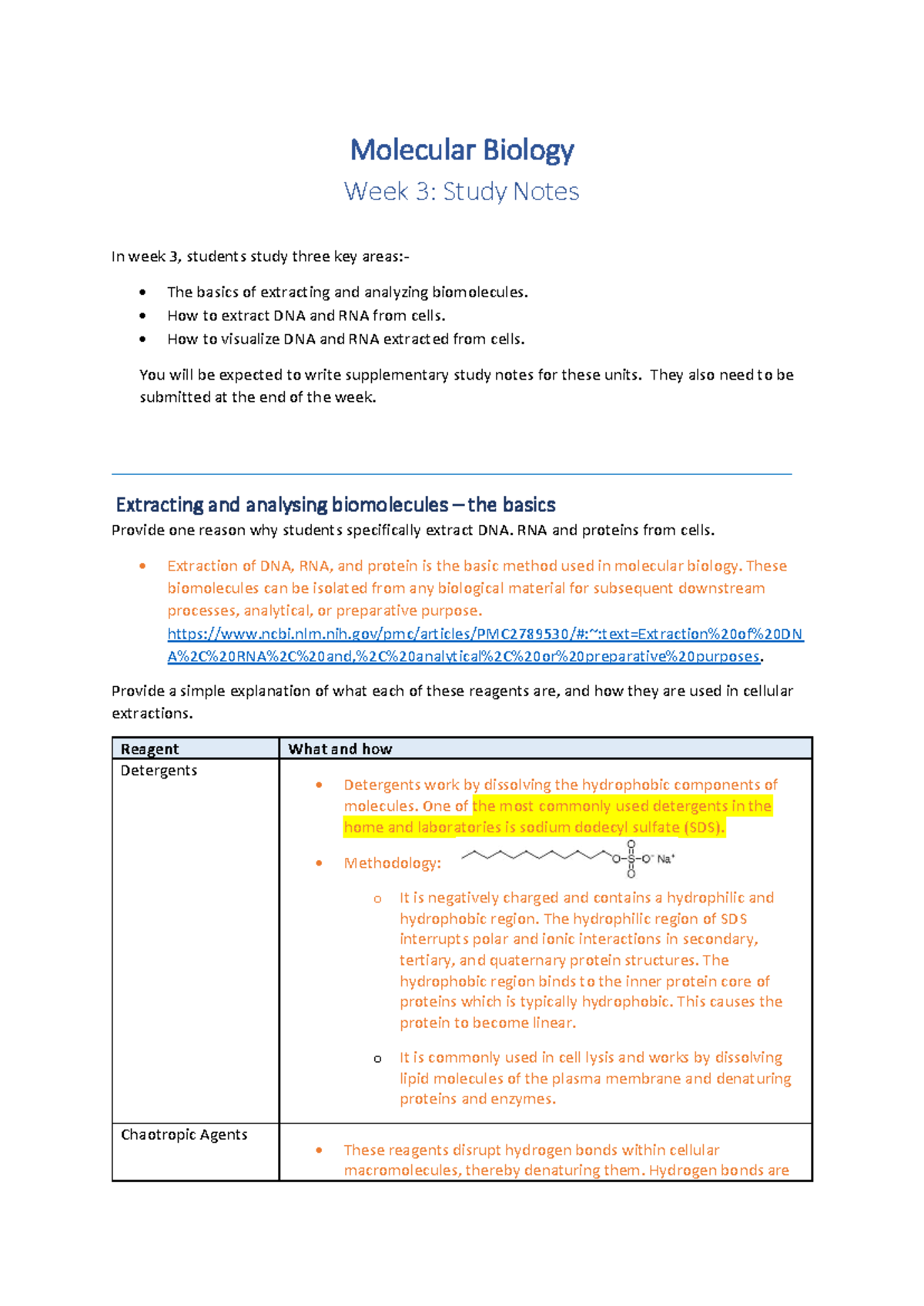 Molecular Biology 101: Week 3 Study Notes on Biomolecule Extraction ...
