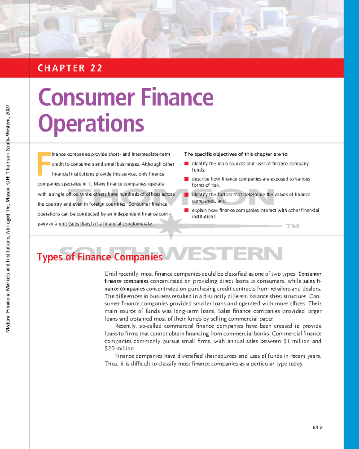 CH22 Consumer Finance Operations - Madura, Financial Markets and ...