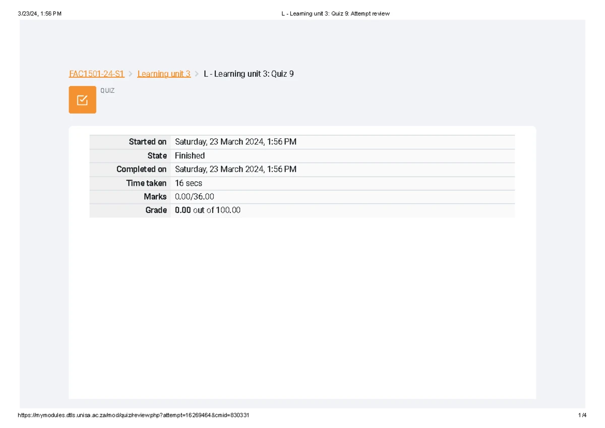 FAC1501-24-S1: Learning Unit 3 Quiz 3 Attempt Review - Studocu