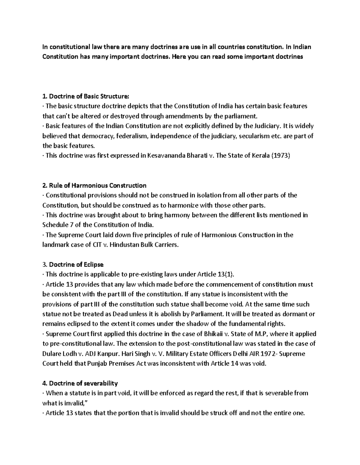 Constitutional law doctrines used in all countries constitution - In ...
