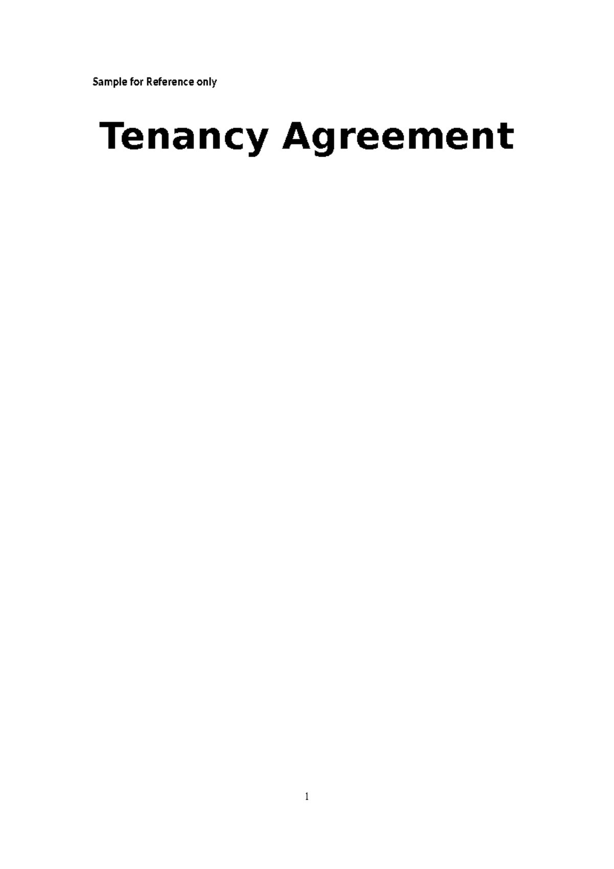 Sample Tenancy Agreement 2016 10 - Sample for Reference only Tenancy ...