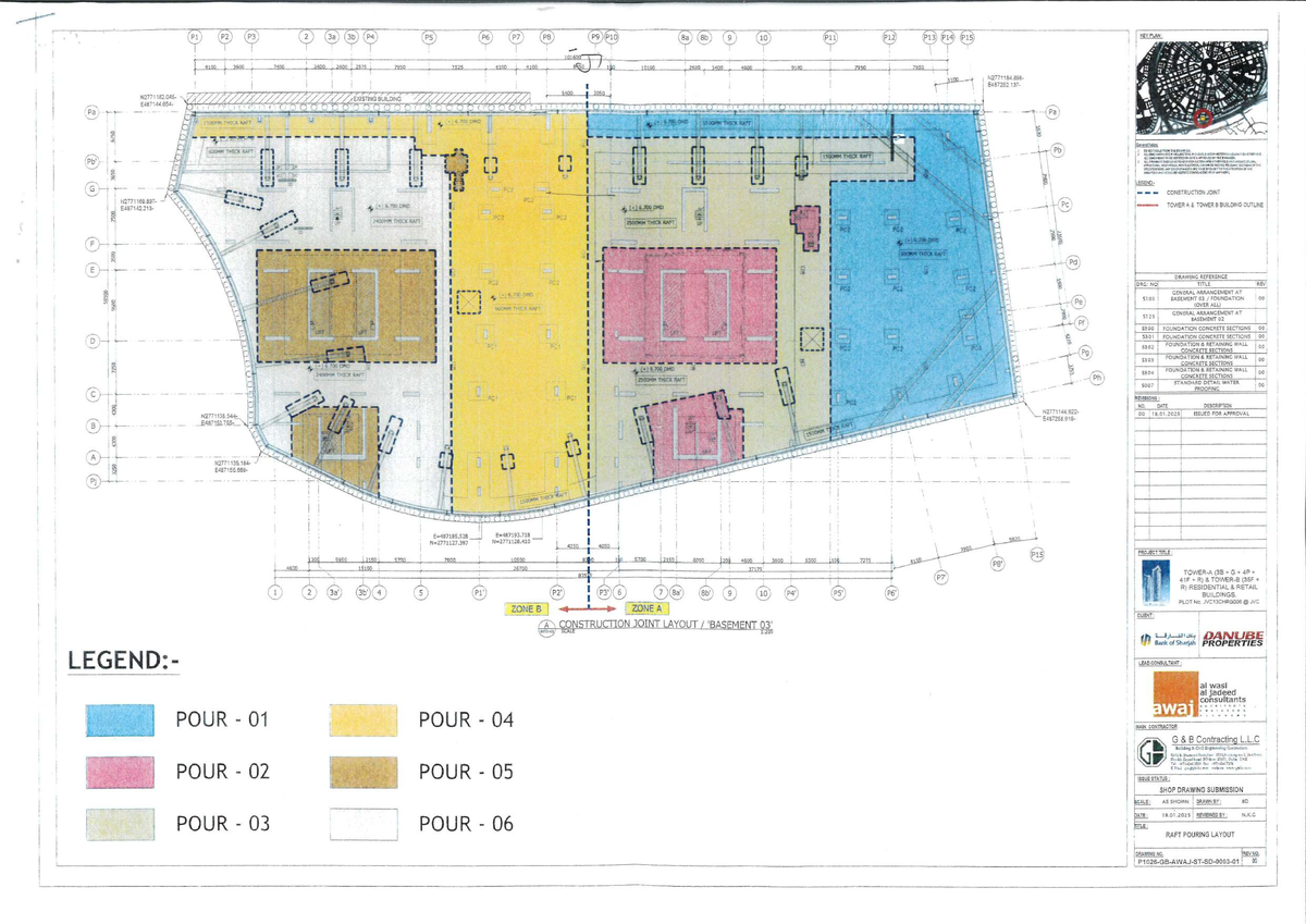 P1 P2 P3 Raft Pouring Layout Drawing - Key Plan & Details - Studocu
