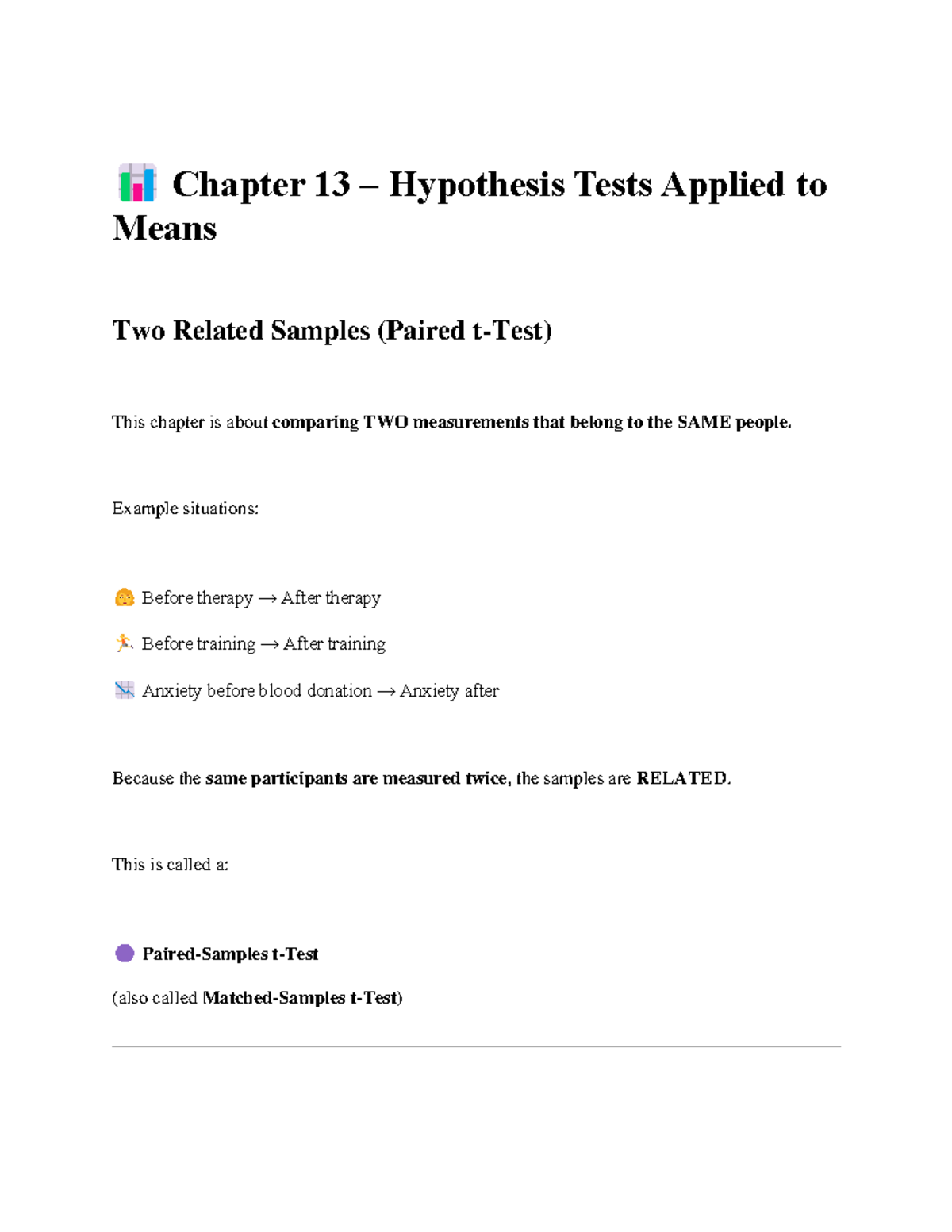 Chapter 13: Hypothesis Tests for Paired Samples in Statistics - Studocu