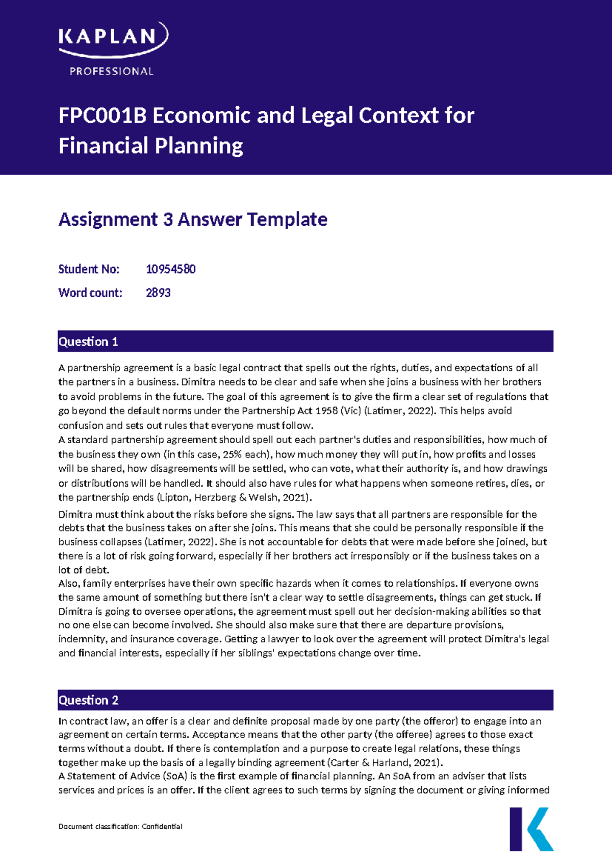 FPC001B Economic & Legal Context for Financial Planning AAT3 Guide ...