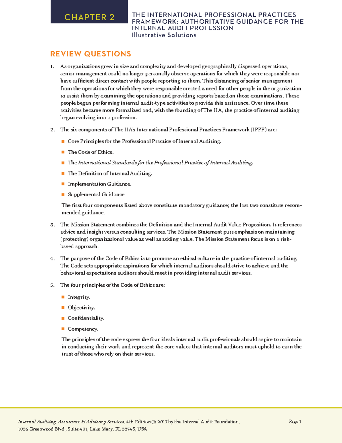 CHAPTER 2: IIA PROFESSIONAL PRACTICES FRAMEWORK - ILLUSTRATIVE ...