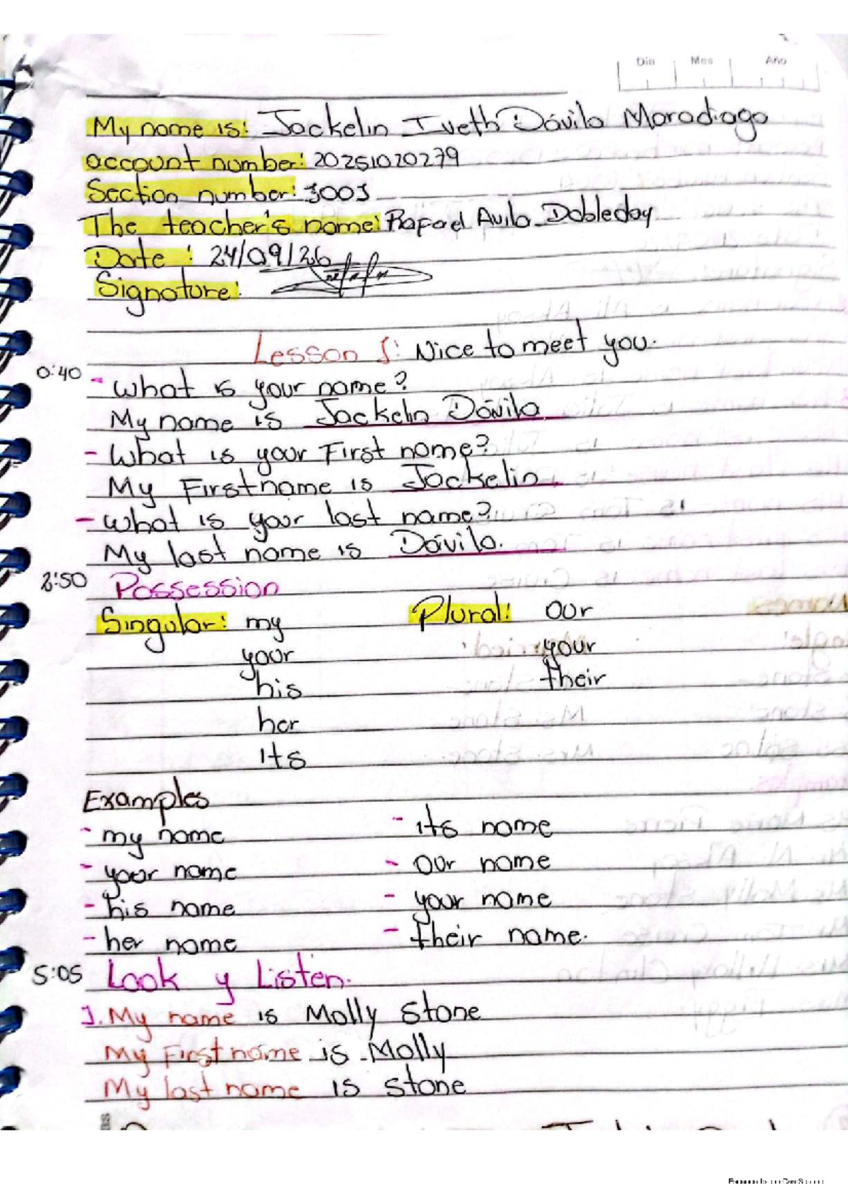 U1T1a1: Basic Introductions and Name Examples by Dávila Jackelin - Studocu