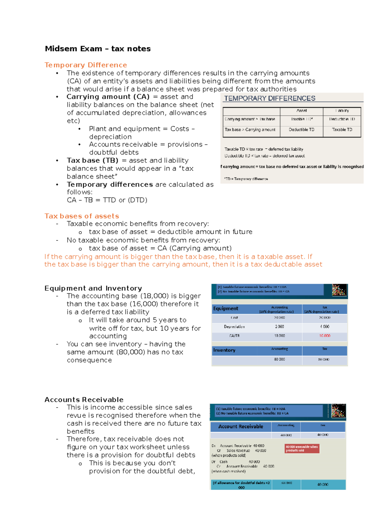 Midsem Exam - Tax notes - Midsem Exam – tax notes Temporary Difference ...