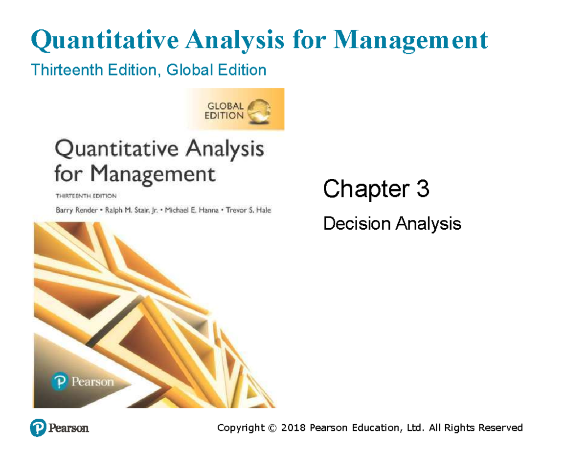 Lec03 Decision Analysis: Quantitative Approaches in Management - Studocu