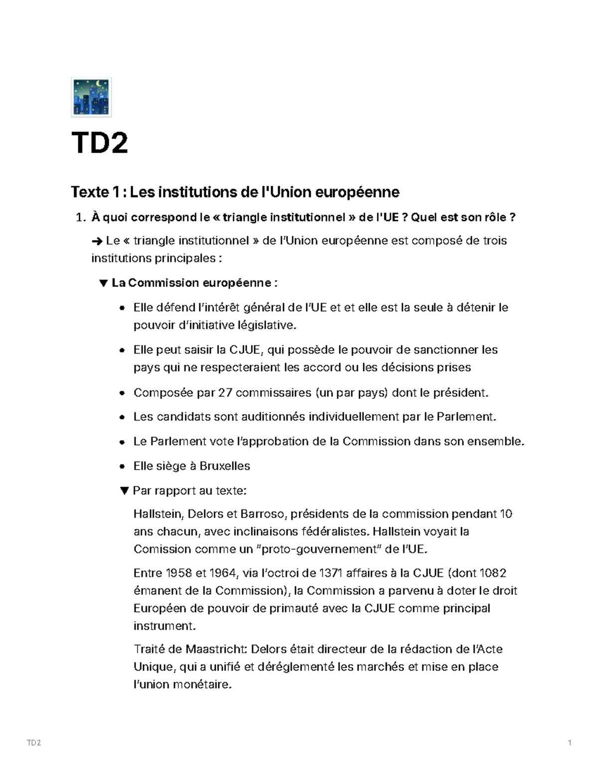 TD2 Éco européenne : Analyse des institutions de l'Union européenne ...
