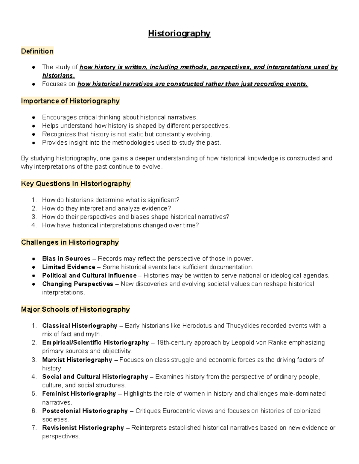 Historiography: Understanding Historical Narratives and Perspectives ...